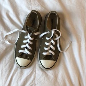 Olive Green low-top Converse sneakers